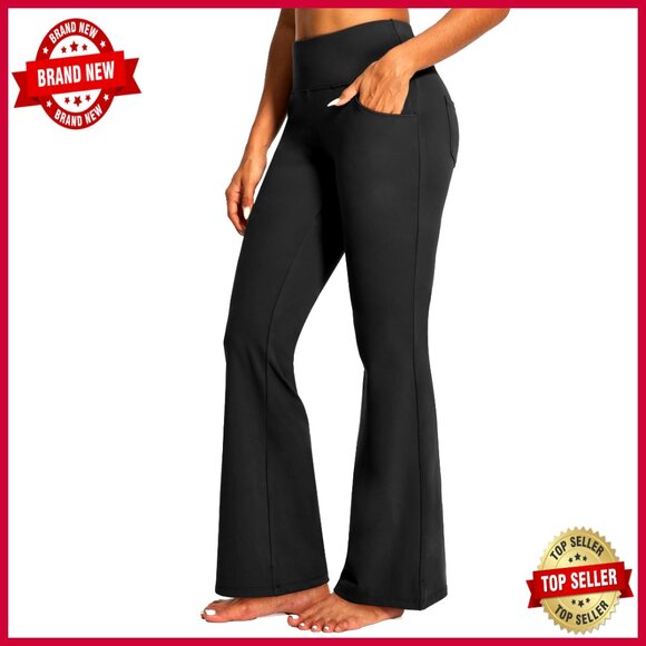 High Waist Wide Leg Yoga Pants with Pockets Bootcut Flare Workout